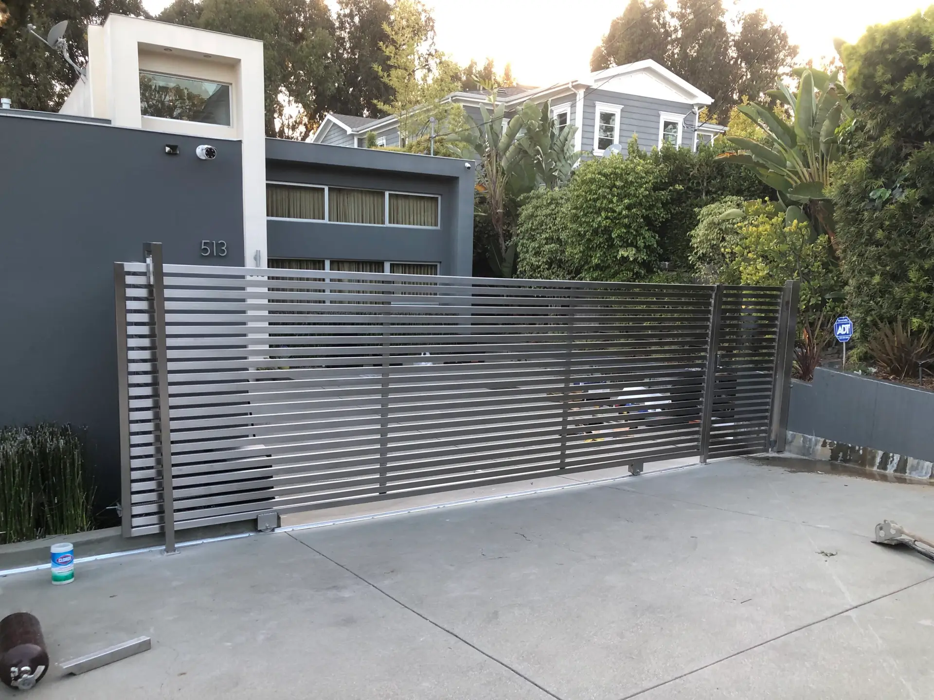 Stainless steel sliding driveway gate