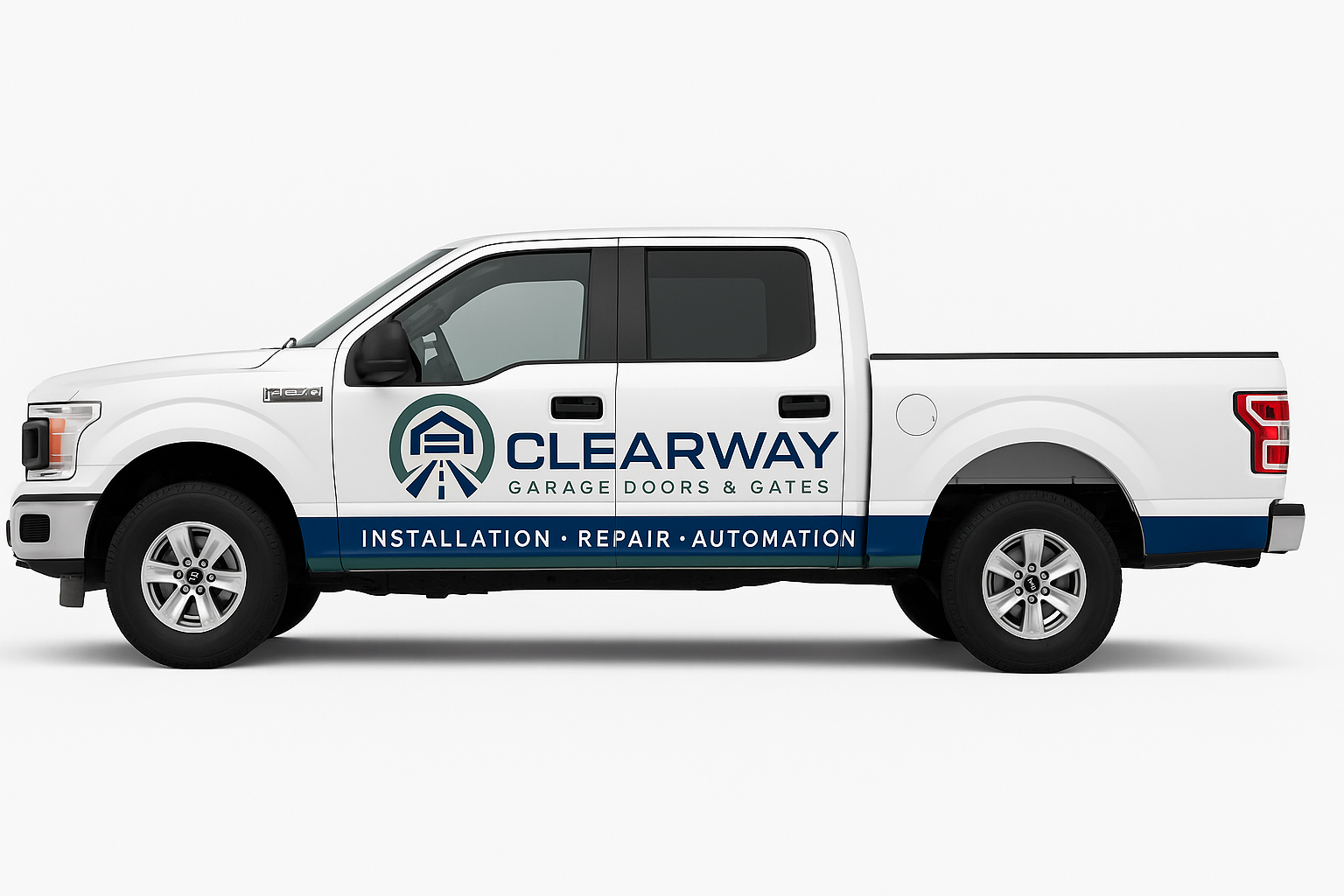 White truck with Clearway branding