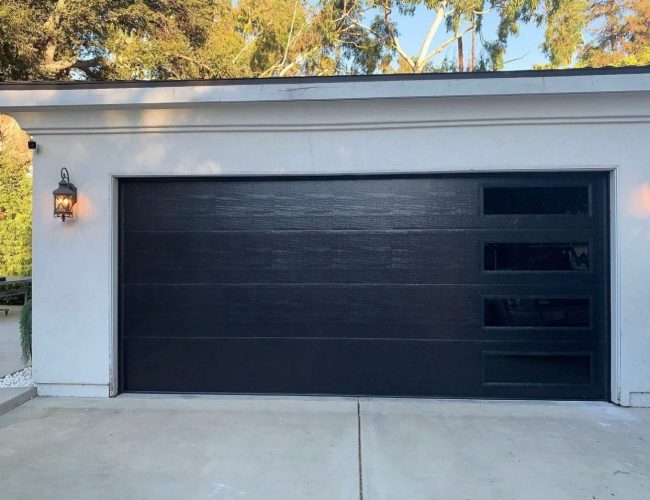 Modern black garage door
